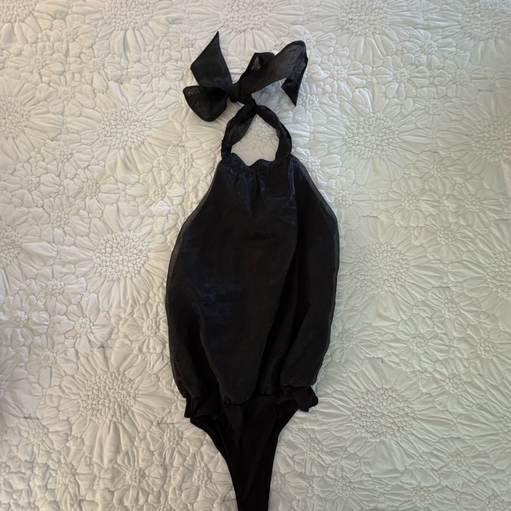 Elegant Black Halter Bodysuit